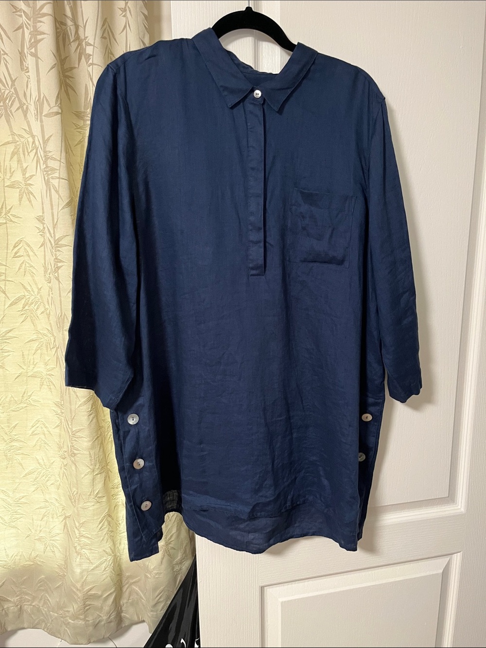 J. Jill Navy Lightweight Button-Sleeve Tunic